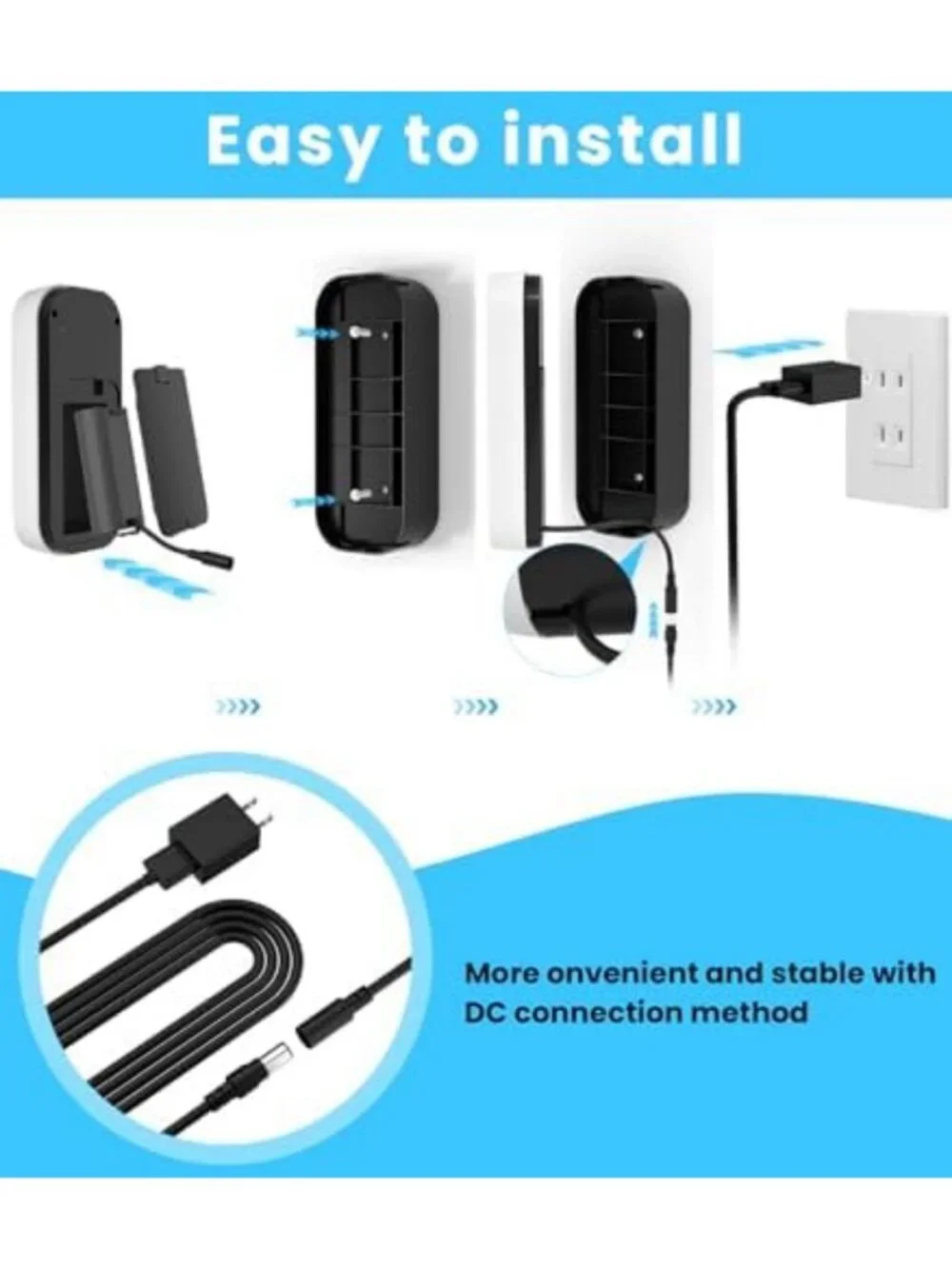 Wired Power Adapter Kit with Battery Backup for Smart Garage Door Keypad